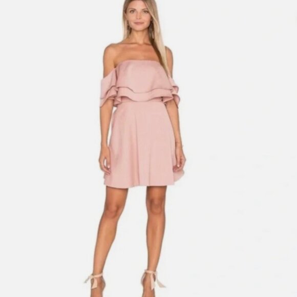 Keepsake the Label Blush Pink Ruffle Off Shoulder Mini Dress Size Small - Picture 1 of 6